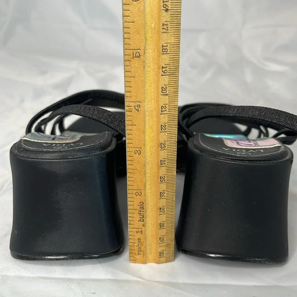 VINTAGE Y2K Strappy Platform Chunky Sandals Lydia 725 Originals Black Nylon 7 - Picture 10 of 11